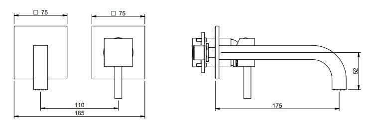 Латунь однорычажный настенный смеситель для раковины Rubinetterie Treemme X-Change_Mono ARCH-00033396 - Вид №2