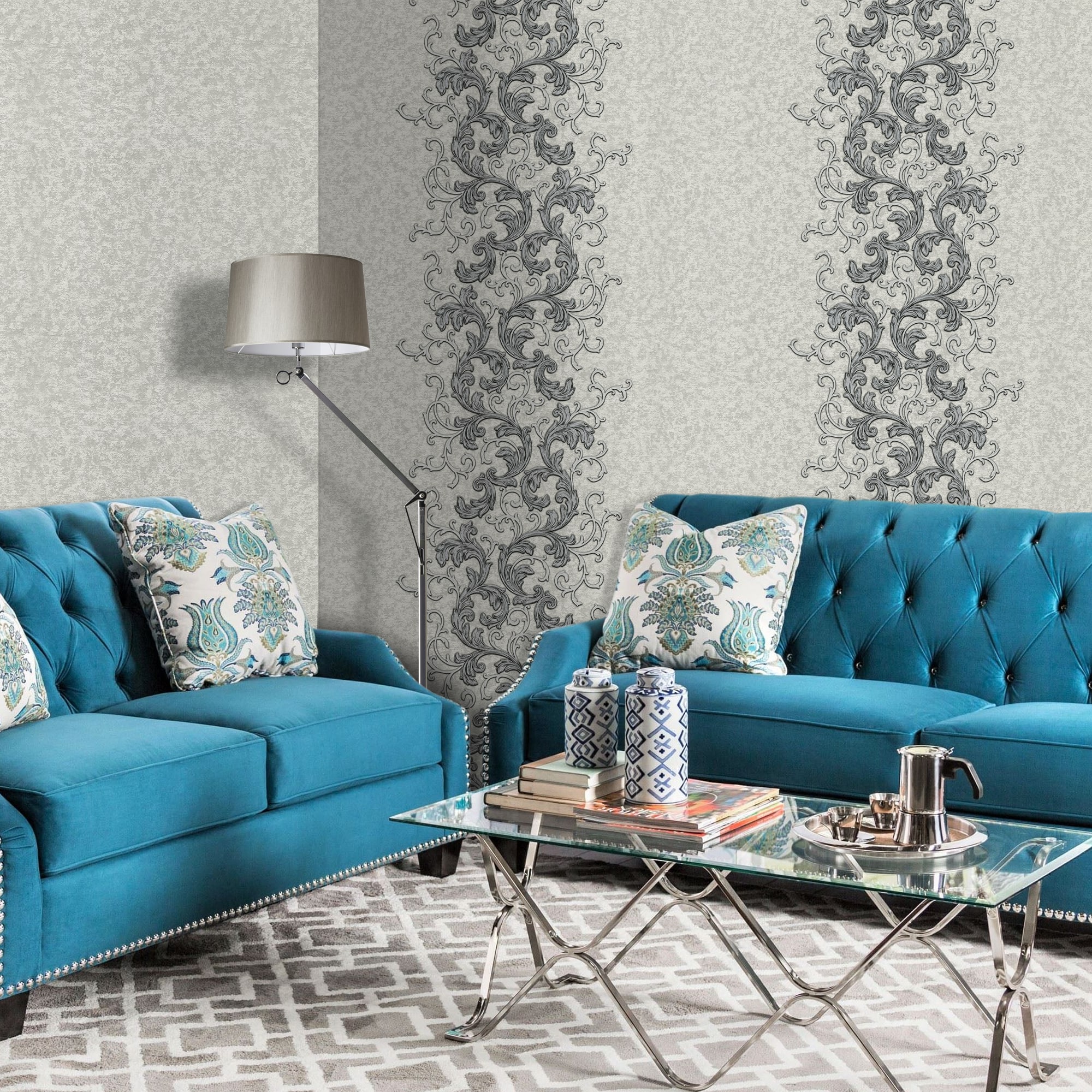 82399711 Обои флизелиновые серые 1.06 м 0402-5 Цветы Santreyd  - Вид №3