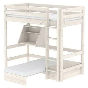 Кровать Flexa Classic Casa высокая со встроенным спальным модулем и столом, белая, 190 см