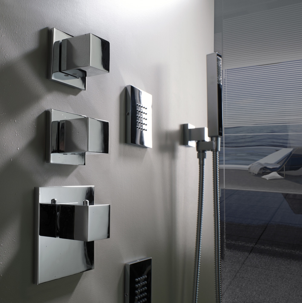 Z032203 + Z030203 000 Смеситель & запорный кран Cube 3 Outles (with diverter) HP BOSSINI  - Вид №5