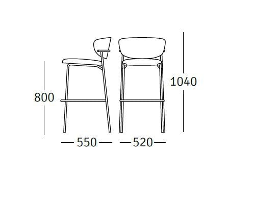 Высокий стул из ткани ROSSIN Samurai ARCH-00113360 - Вид №4