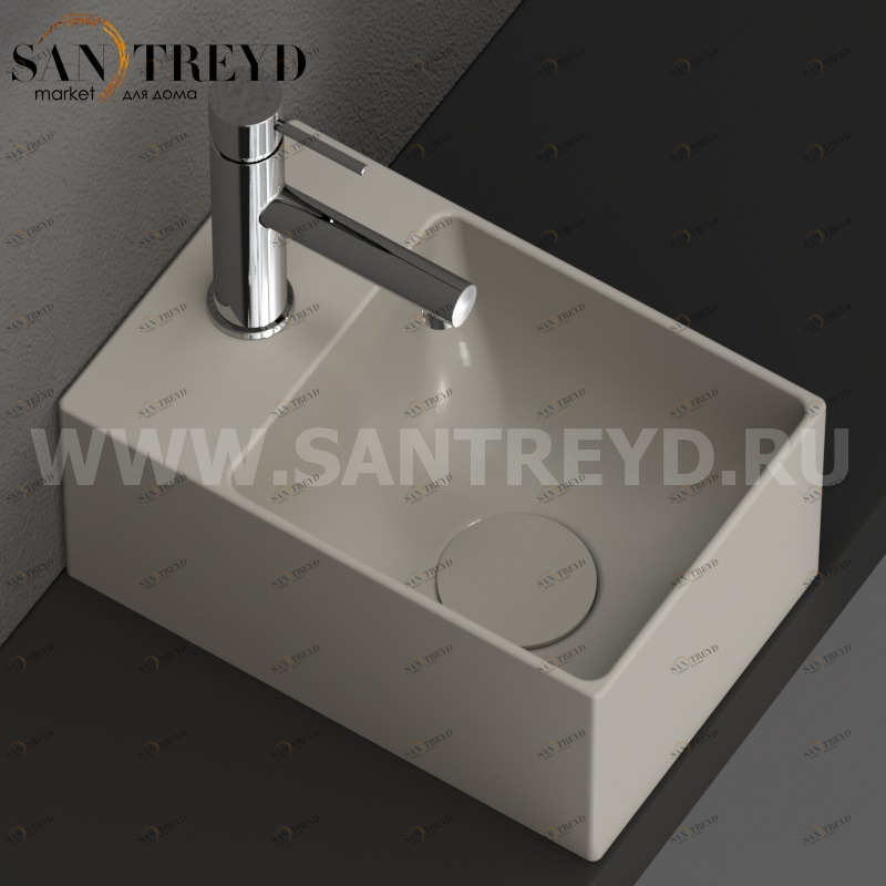 B6R30GH Подвесная раковина настенная прямоугольная Ceramica Globo T-EDGE серая