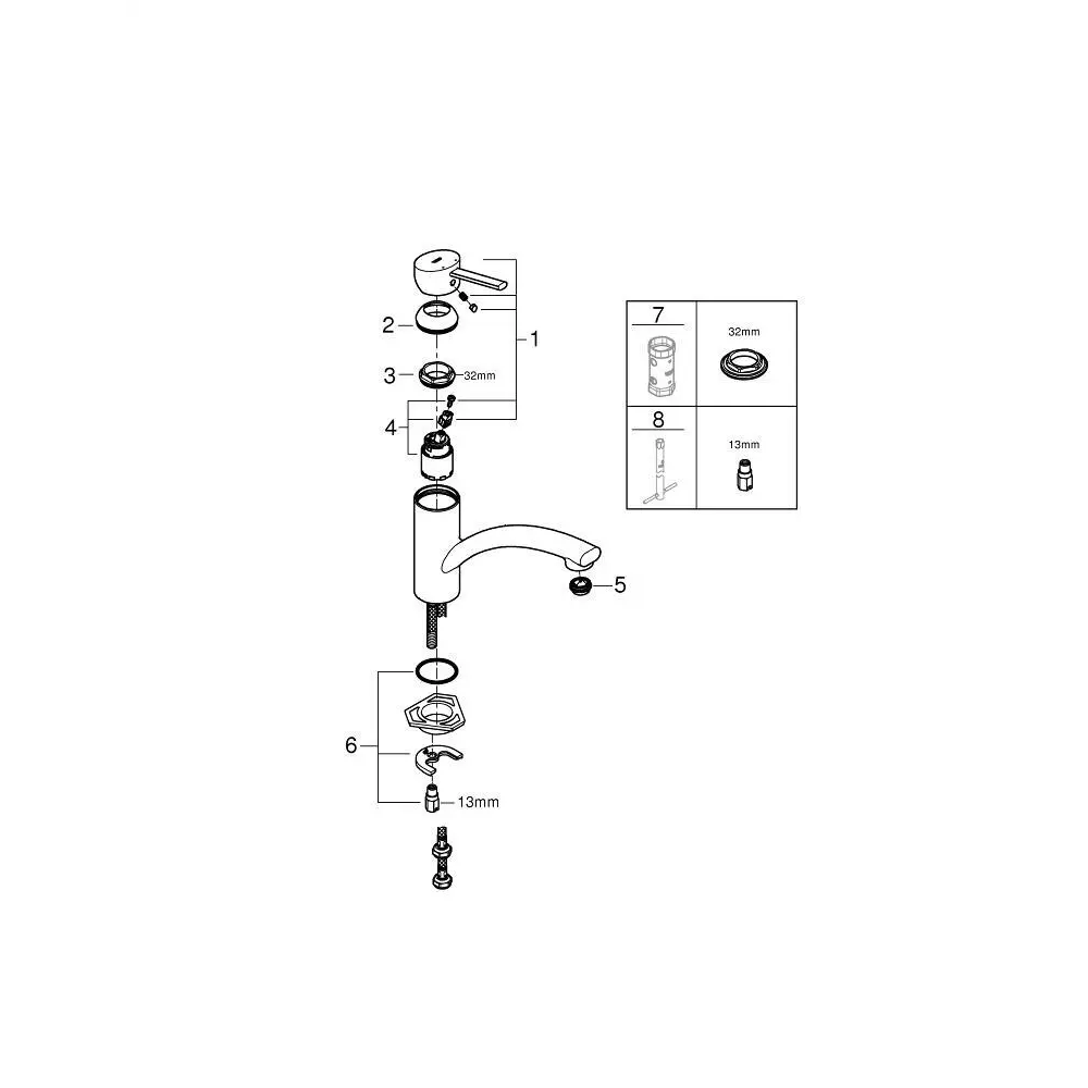 Смеситель для мойки GROHE Swift New с низким изливом, латунь, цвет серебристый 82041415 STLM-2061147 - Вид №4
