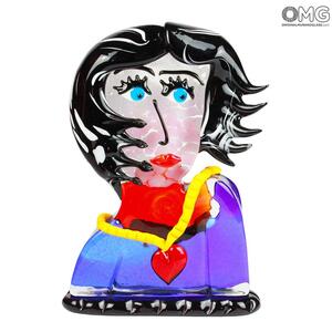 816 ORIGINALMURANOGLASS Скульптура Голова Женщины Брюнетки на ветру -Pop Art- по мотивам Пикассо - муранское стекло OMG 20 см