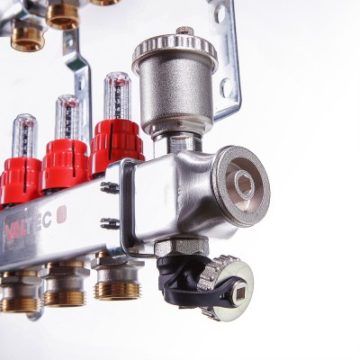 VTc.586.EMNX.0602 Коллекторный блок из нержавеющей стали с термостатическими клапанами и расходомерами Valtec 1", 2 x 3/4", "евроконус"  - Вид №8