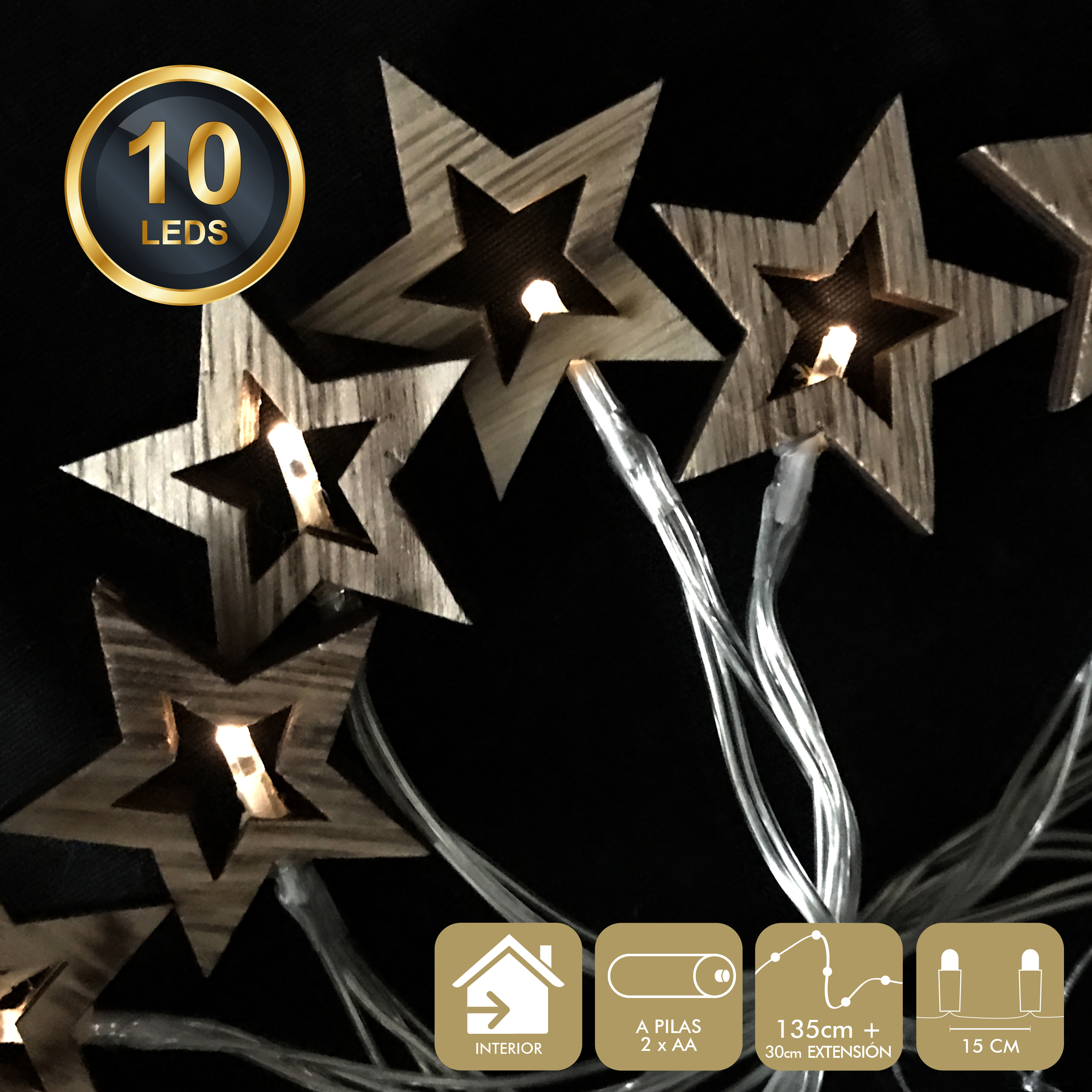 DZ-087-470 ГИРЛЯНДА 10LED STAR (2 X AA) TO4ROOMS  - Вид №1