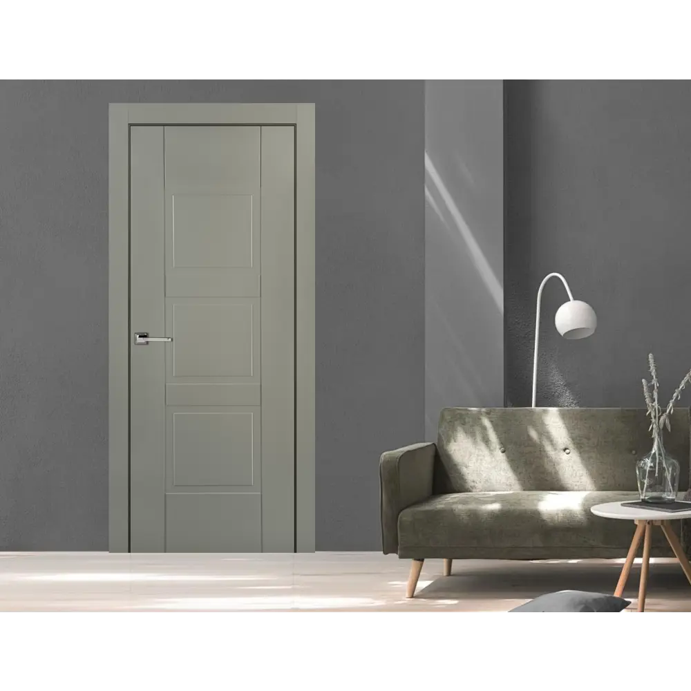 Дверь межкомнатная Этна глухая эмаль цвет грей 200x90 см (с замком) ПРИНЦИП STLM-2196493 - Вид №6