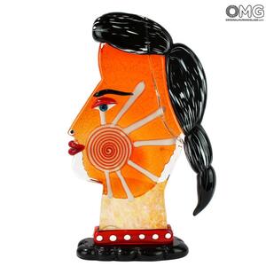 2683 ORIGINALMURANOGLASS Скульптура Голова Женщины с Солнцем - Pop Art - Original Murano Glass OMG 25 см