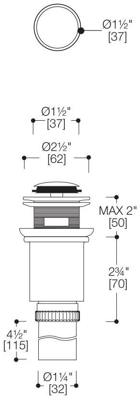 Blu Bathworks® Сифон из сатинированной латуни для умывальника  Tw121-s  - Вид №1