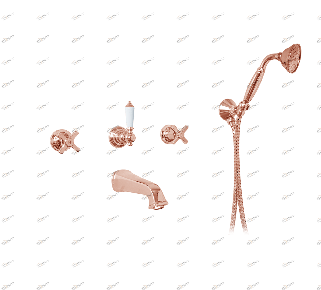 Gentry Home Смеситель для раковины на 3 отверстия Chopin Metal Розовое золото GH102746 
