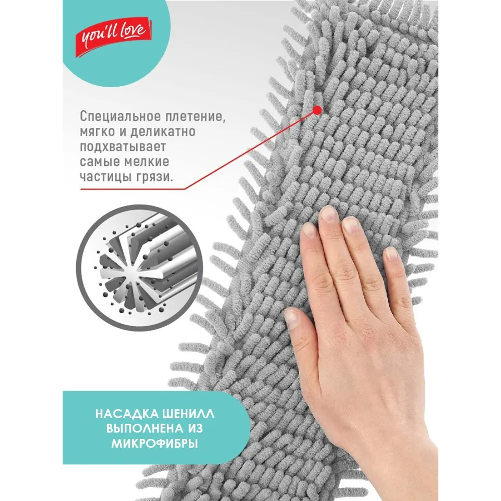 Швабра YOU'LL LOVE VIP Class Plus с вращающейся платформой и двумя насадками 84922245 STLM-0057204 - Вид №8