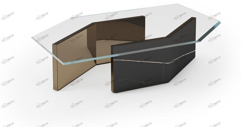 Reflex Журнальный столик из стекла шестиугольной формы Cubitum sun-id-1424122