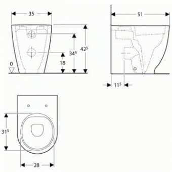 500.602.01.2 Приставной унитаз напольный Белый Keramag  Германия  - Вид №3