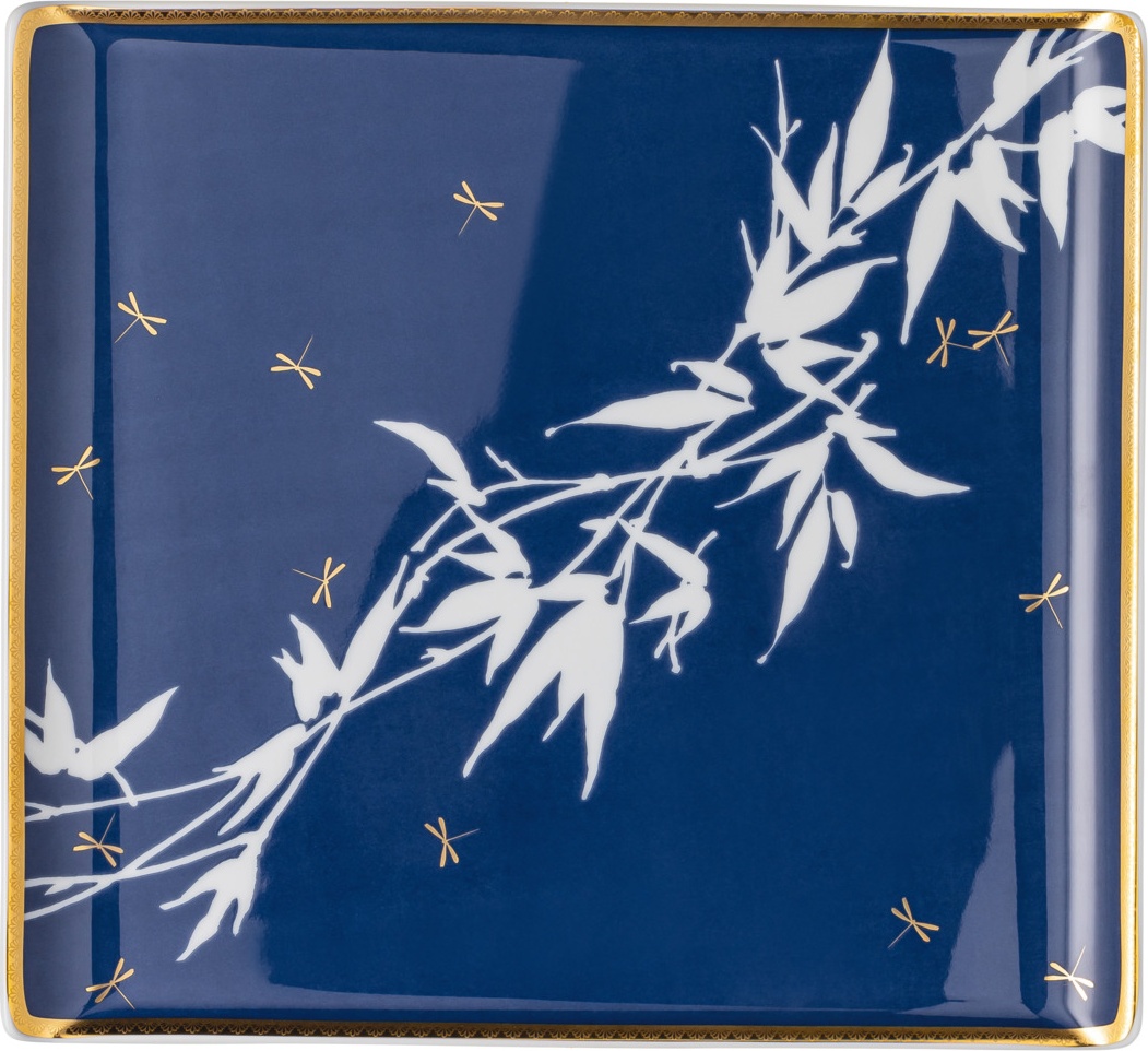 10654605 Rosenthal Блюдо квадратное Rosenthal Турандот 26x24см, фарфор, синее, золотой кант Фарфор 
