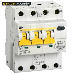 Автоматический выключатель дифференциального тока IEK АВДТ34 C40 100 мА 84300235 STLM-2164246