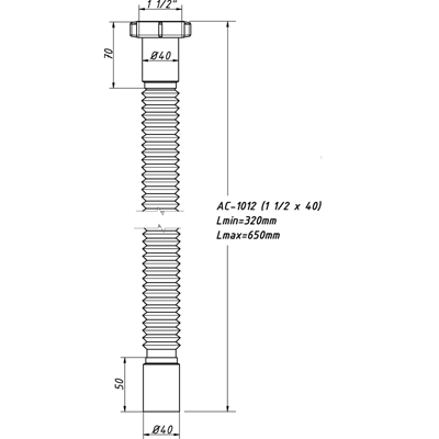 Гибкая труба 1 1/2х40 L-650 мм  АС-1012 (О) АС-1012 ОРИО 151614 - Вид №1