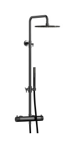 Душевая колонна с термостатом в комплекте с душевым гарнитуром. WE ARE IB id800cs Brushed Black Chrome Indoor Shower