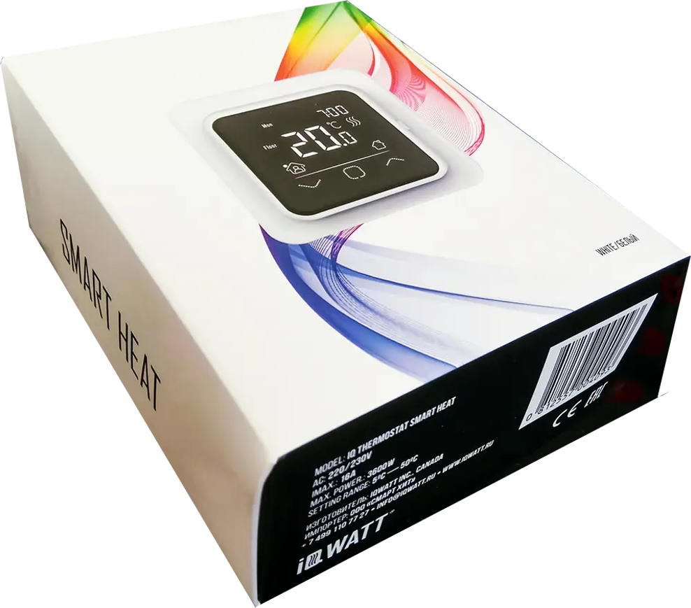 90535315 Терморегулятор программируемый Iqwatt Smart heat Wi Fi цвет белый STLM-0941171