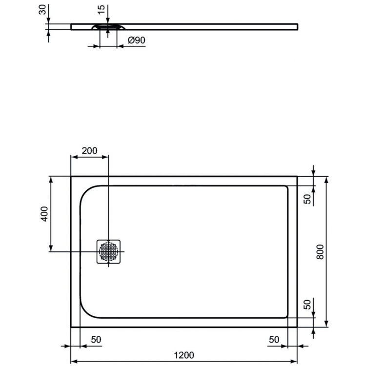 K8227FR Душевой поддон 120х80 см Ideal Standard ULTRAFLAT S  - Вид №2