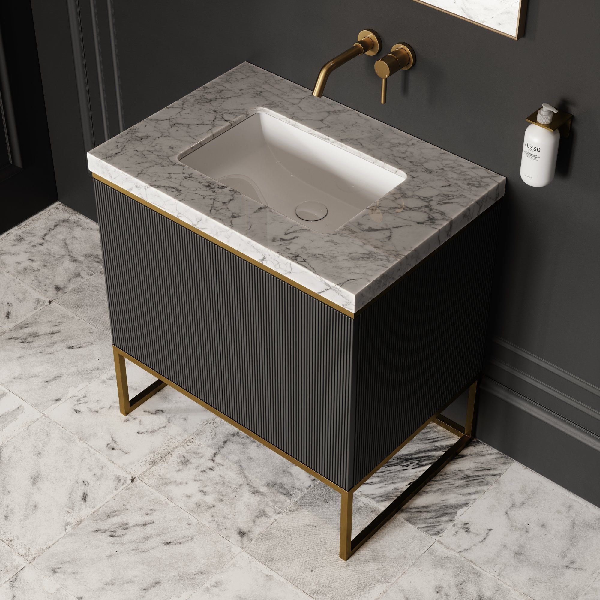 Деревянный одиночный напольный шкаф для умывальника со встроенной раковиной LUSSO Couture ARCH-00092960 - Вид №1