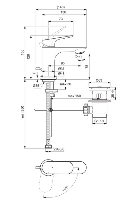 Однорычажный смеситель для раковины с раковиной Ideal Standard Ceralife O ARCH-00001373 - Вид №1