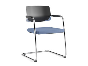 Консольный стул из ткани и пластика с подлокотниками