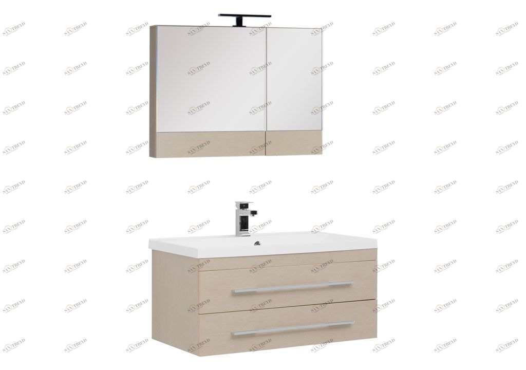 Комплект мебели для ванной Aquanet Нота NEW 90 светлый дуб (камерино) 00230299