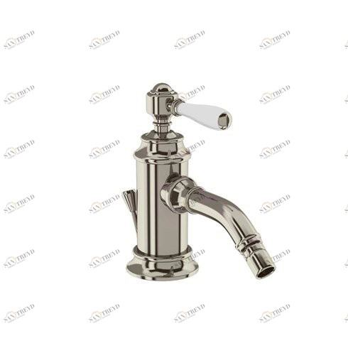 Смеситель однорычажный для биде, 1 отв, ручка - левер белая, никель [ARC13 + ARC65 NKL] Arcade Burlington ARC13, ARC65 NKL