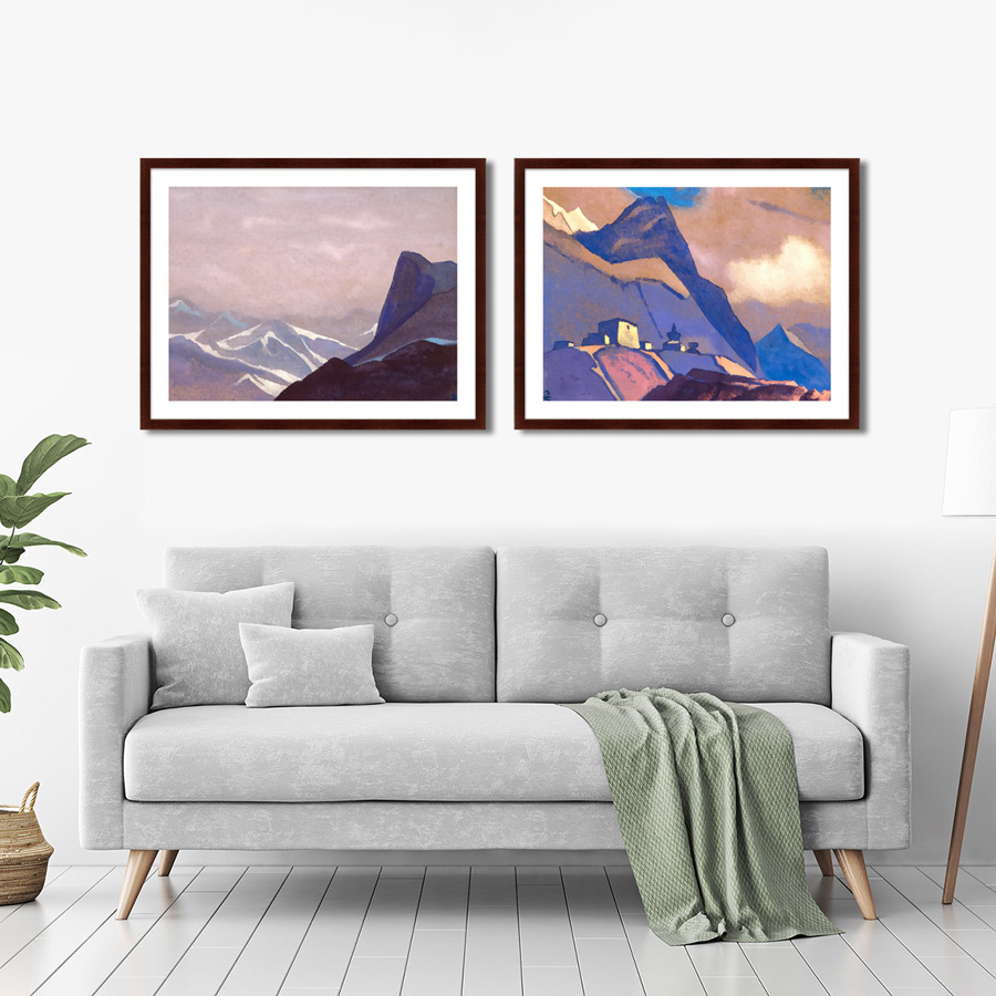 Картина в деревянной раме 42х32 см "Перевал Сугет, 1936 г." КАРТИНЫ В КВАРТИРУ  264839 Белый;розовый;разноцветный  - Вид №3