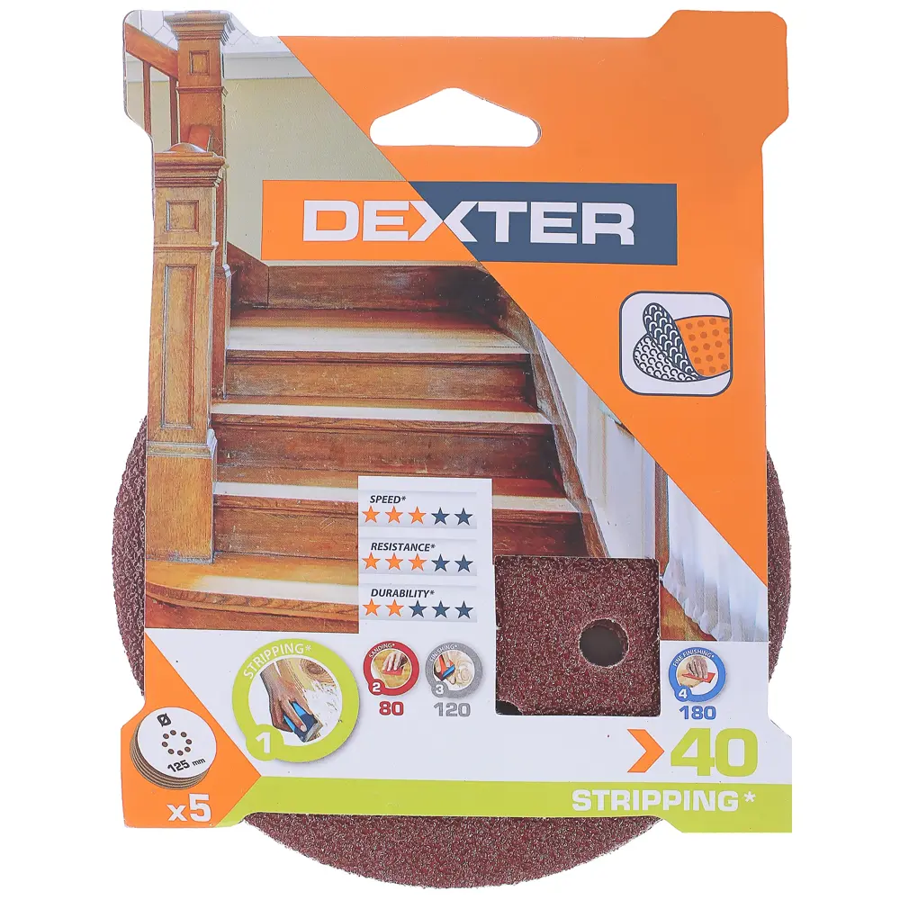DEXTER Шлифовальные диски P40 125мм для дерева, 5шт 18781714 STLM-0012641 - Вид №2