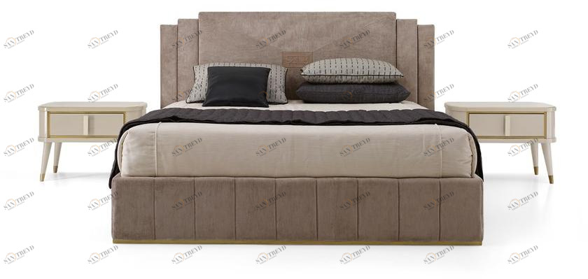 Barnini Oseo Двуспальная кровать с обивкой из ткани Richmond upon thames Rc21 - rc23