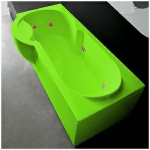 Ванна Gruppo treesse Simona V5677-SX-SZ салатовая с  золотой фурнитурой и гидромассажем прямоугольная левая