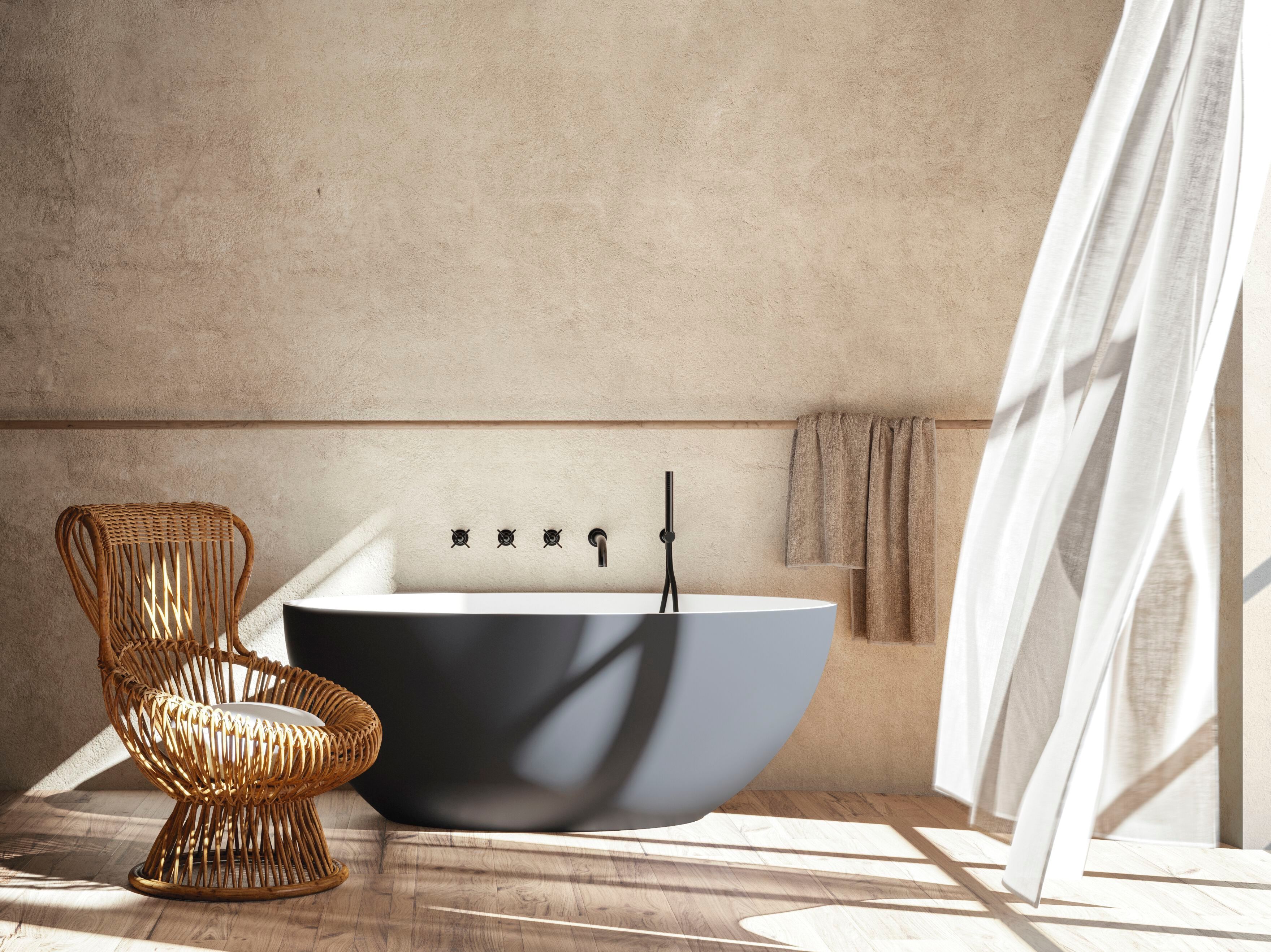 Овальная ванна в центре комнаты в твердой поверхности Gruppo Treesse мебель для ванной комнаты-отдельно стоящие ванны ARCH-00028203 - Вид №1