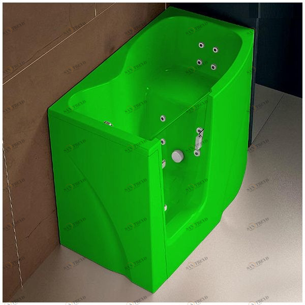 Ванна с гидромассажем GRUPPO TREESSE Gen-Y V3417-DX зеленая угловая сидячая с дверью правосторонняя STDV3417DXZE