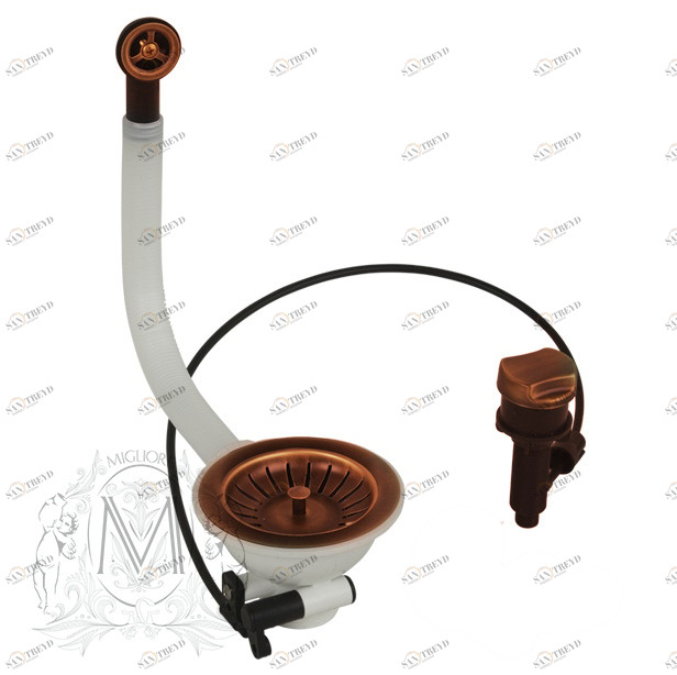 Слив для кухонной мойки MIGLIORE Ricambi ML.RIC-10.130.RA с переливом D 90 см, медь 