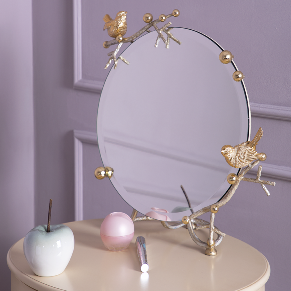 79029 Зеркало Терра настольное Айвори Мраморное золото BOGACHO 4627196590373 - Вид №4