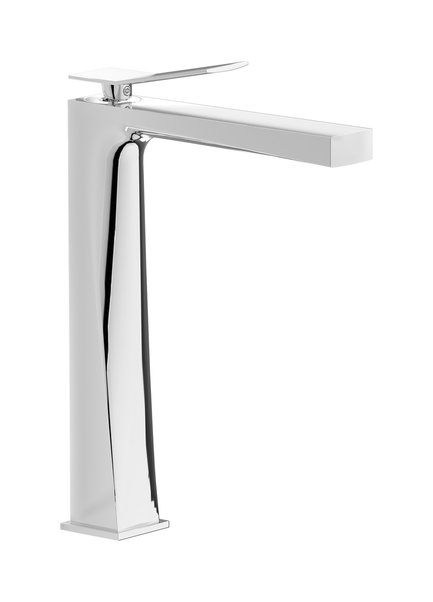 Высокий смеситель для раковины на 1 отверстие в комплекте с донным клапаном WE ARE IB wa206ii Chrome Wave