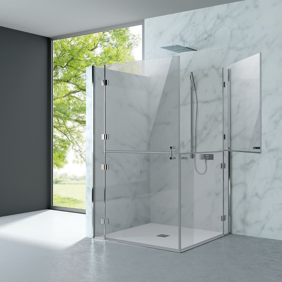 Алюминиевая и стеклянная угловая прямоугольная душевая кабина с распашной дверью CSA Box Doccia Алиса ARCH-00111311