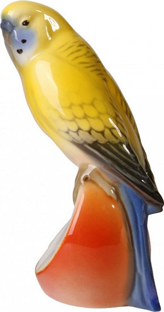 10555594 Императорский фарфоровый завод Скульптура "Волнистый попугайчик Яшка" Фарфор твердый 