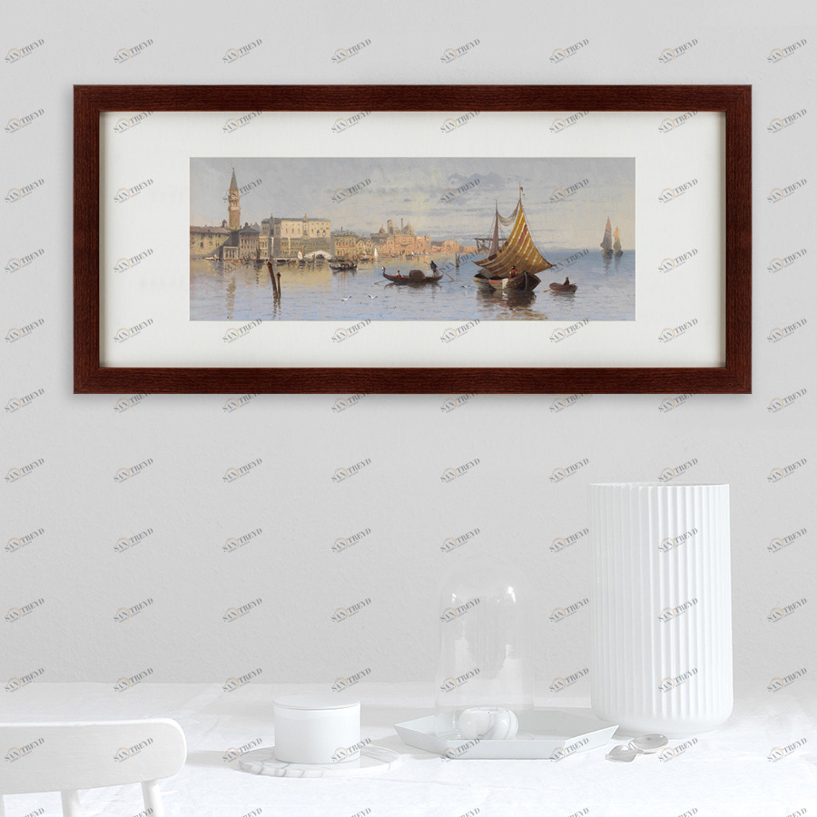 Картина в деревянной раме 35х77 см Sunrise, 1890г КАРТИНЫ В КВАРТИРУ  093655 Белый;коричневый;разноцветный 