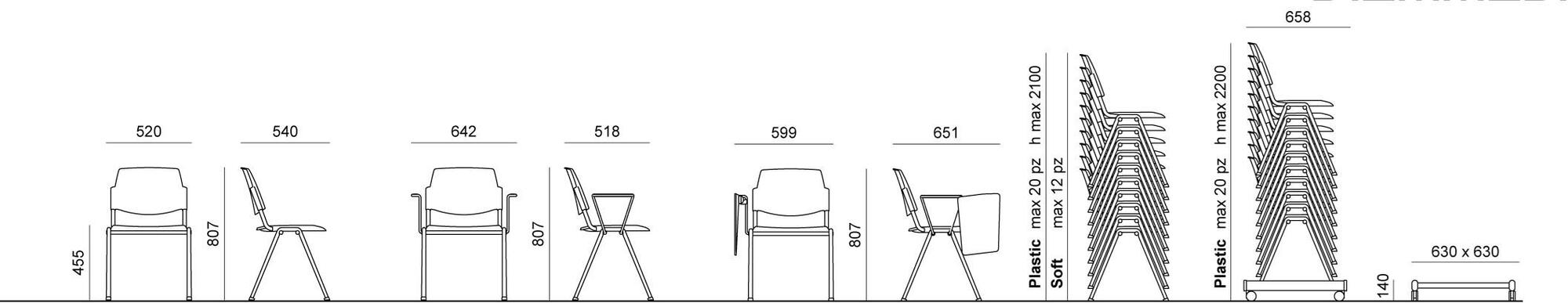 Diemmebi Штабелируемый пластиковый стул в современном стиле с подлокотниками Volée sun-id-1514659 - Вид №3