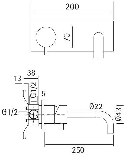 Quadrodesign Смеситель для умывальника настенный Ottavo sun-id-1446317 - Вид №1