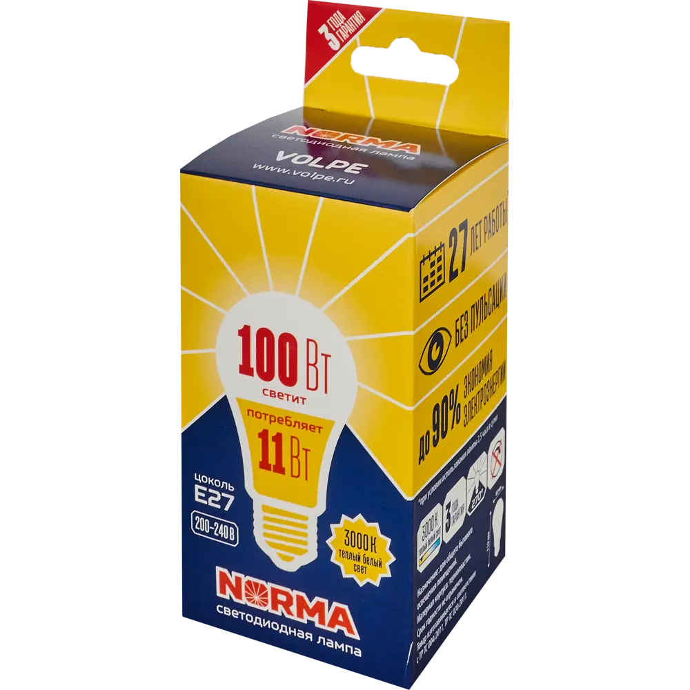 Светодиодная лампа Volpe Norma E27 11Вт теплый белый свет 82314009 STLM-0910894 - Вид №4