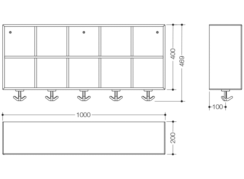 M20.02.004 Двойной модуль, 5 мест с эластичными тройными крючками HEWI Kids - Вид №2
