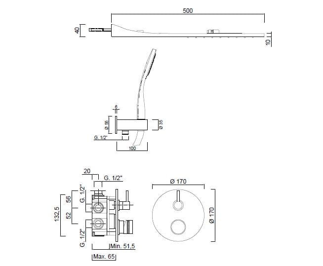 Встраиваемый набор для душа с ручным душем Rubinetteria Giulini MyRing Deluxe ARCH-00110060 - Вид №2