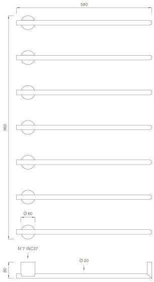 Ceadesign Настенный электрический модульный полотенцесушитель из нержавеющей стали Equilibrio Eqb 07 - Вид №2