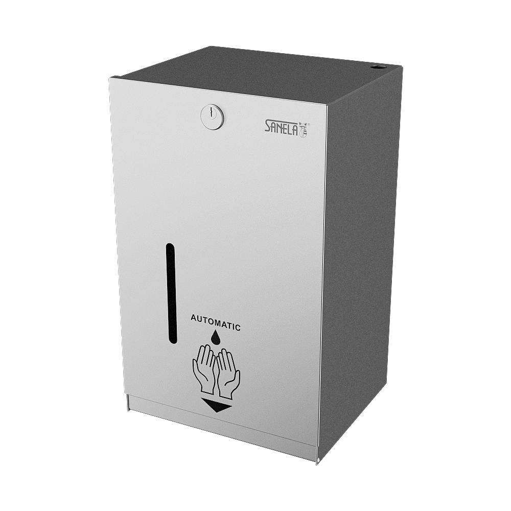 95590 Aвтoматический нержавеющий дoзатoр жидкoй и гелевoй дезинфекции - мoнтаж на стену SANELA 