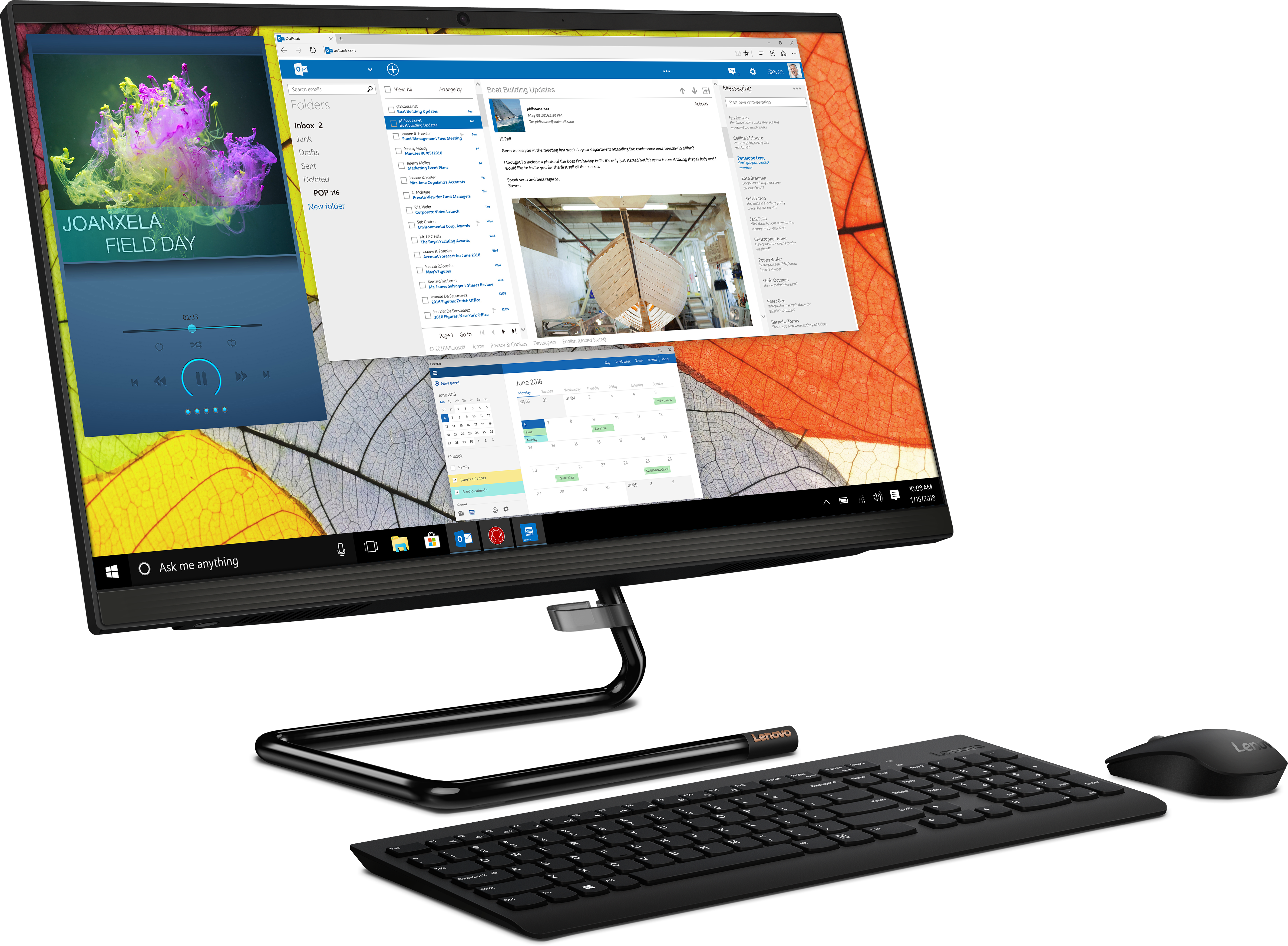F0E7003RRK ideacentre aio a340-24igm 23.8"(1920x1080 ips)/intel celeron j4025(2ghz)/4096mb/512ssdgb/dvdrw/int:intel uhd graphics 600/bt/wifi/war 1y/5.87kg/black/dos + клавиатура, мышь usb Lenovo Santreyd  - Вид №3