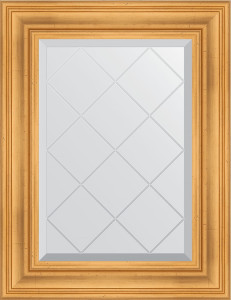 BY 4030 Зеркало с гравировкой в багетной раме - травленое золото 99 mm EVOFORM Exclusive-G