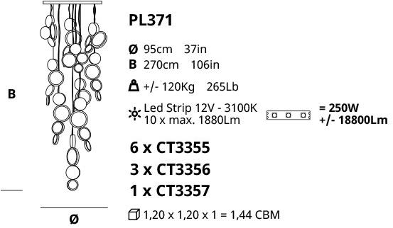 Serip Светодиодный потолочный светильник из бронзы ручной работы Luna Pl371 - Вид №1
